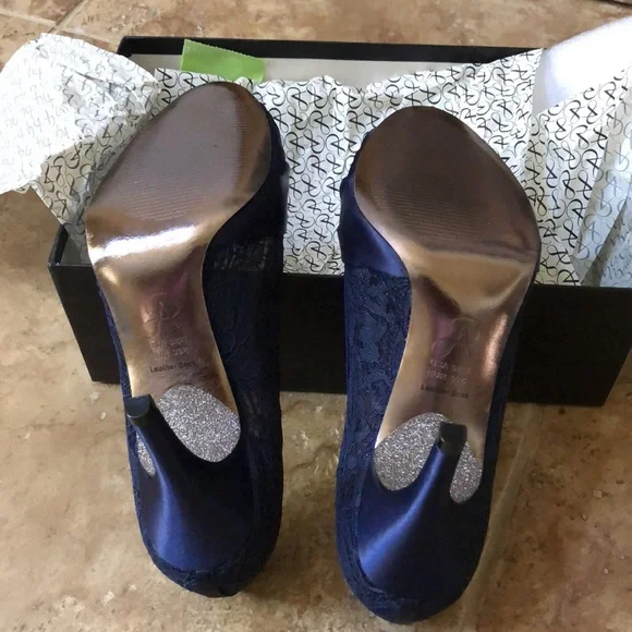 Adrianna Papell Francesca Bow Slim Heels Indigo Satin 8.5 W (HOLD) - Picture 11 of 15